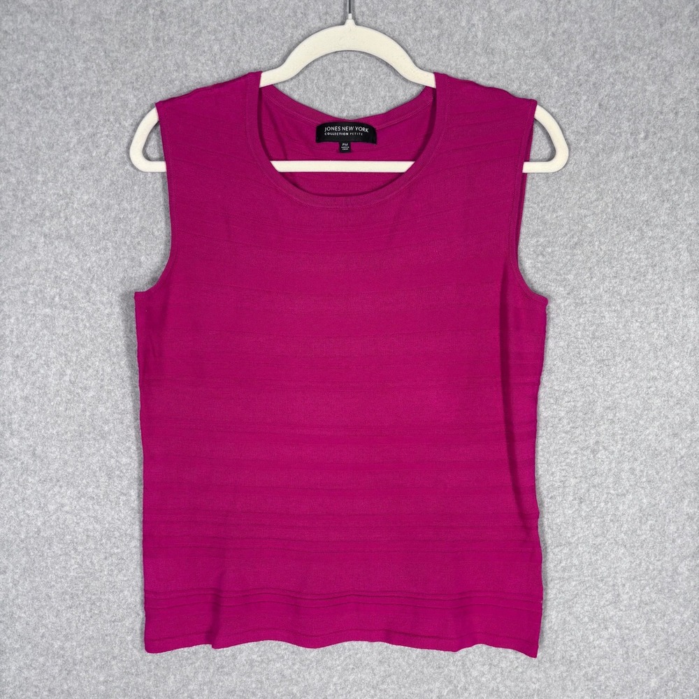 Jones New York Knit Tank Top PM Pink Ribbed Shell Textured‎ Layer Under Career